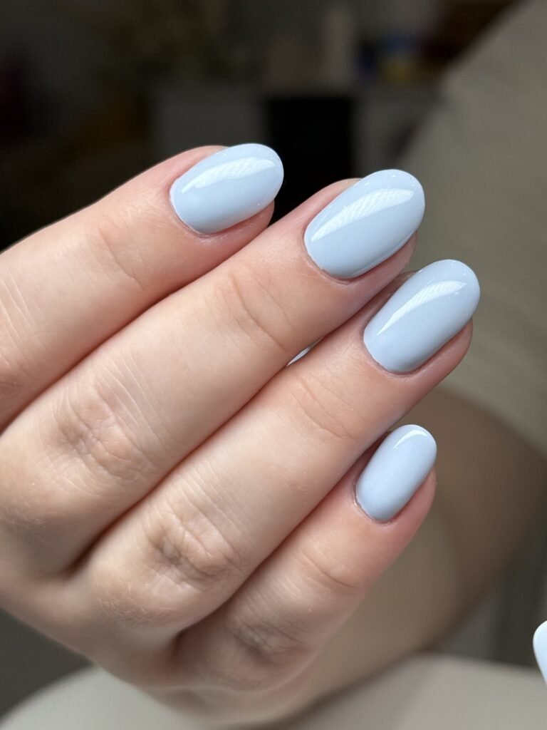 Powder blue gel manicure at Nailbox Co.
