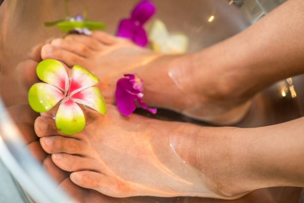 Pedicure with flowers